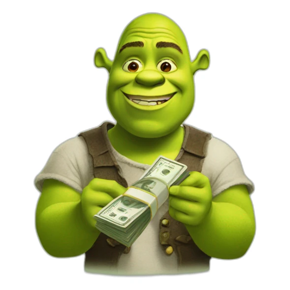 shrek holding money sticker