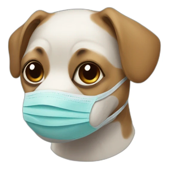dog with face mask sticker