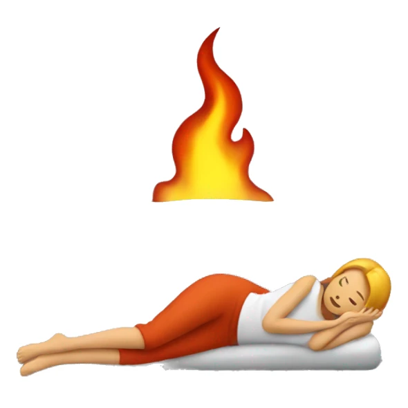 Lady laying down with fire above sticker