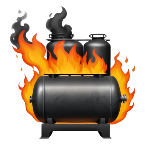 oil tank on fire sticker