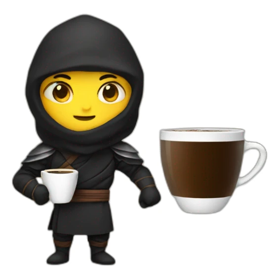 ninja holding a cup o coffee sticker