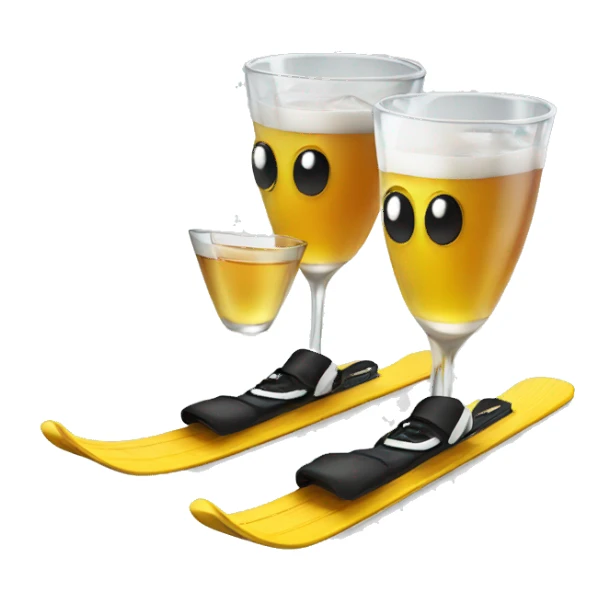 Ski with shot glasses on sticker