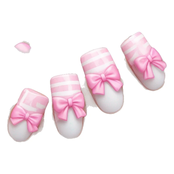 Acrylic nails with pink bow on hand sticker
