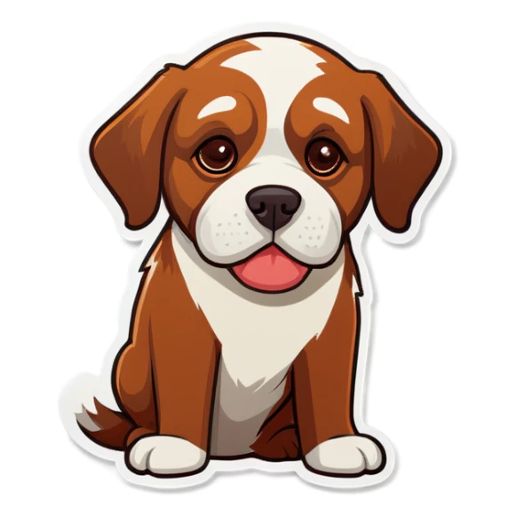 Sad brown and white dog  sticker