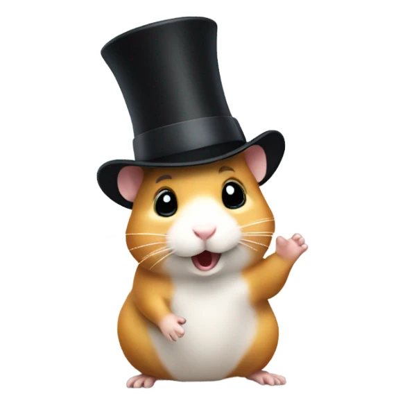 Waving hamster with a top hat. sticker