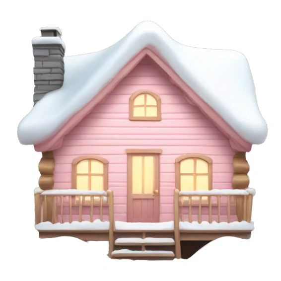 light pink cabin with snow with lights  sticker