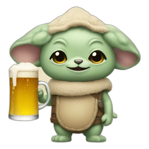 Grogu with a beer sticker