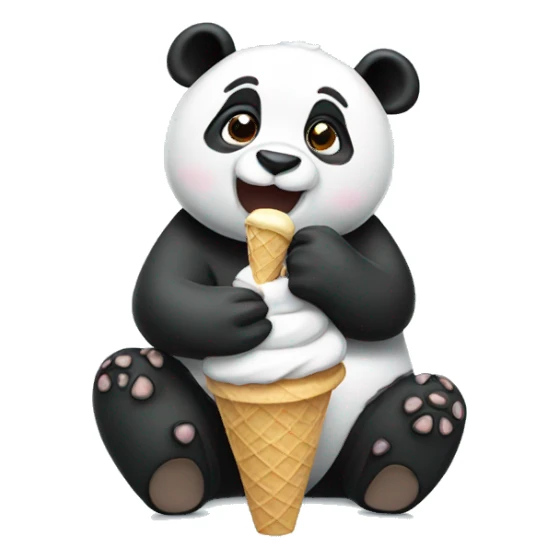 Panda eating ice cream sticker