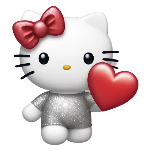 hello kitty holding a glitter heart  sticker