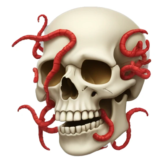 Skull with red worms on top sticker