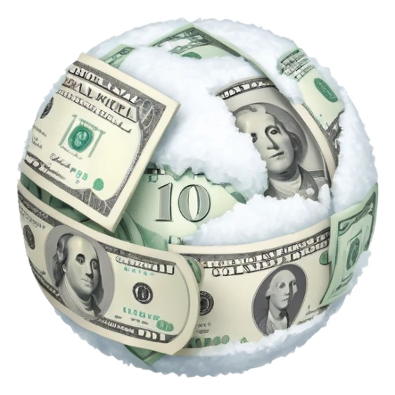 Snow ball with dollar bills  sticker