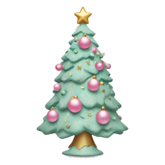 Pastel pink decorated Christmas tree sticker