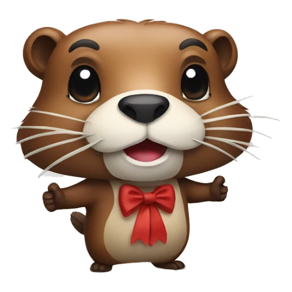 Beaver with bow sticker
