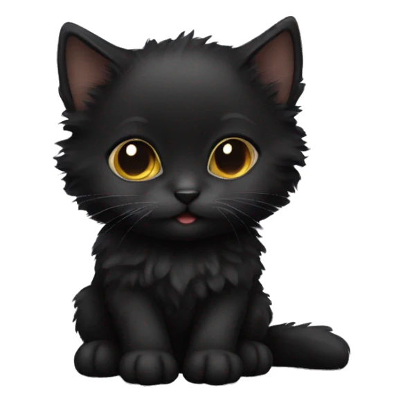 Black kitten fluffy sticker