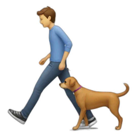 dog walking a person sticker