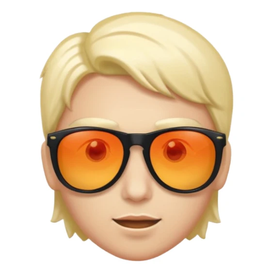 Sunglasses sliding down slightly, glowing eyes behind sticker