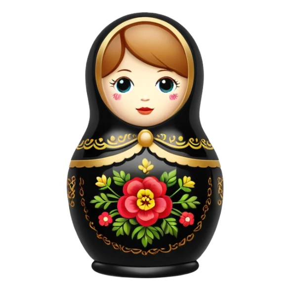 Black colour Russian doll sticker