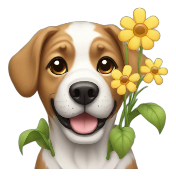 dog flowers sticker