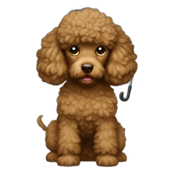Brown poodle under the rain sticker