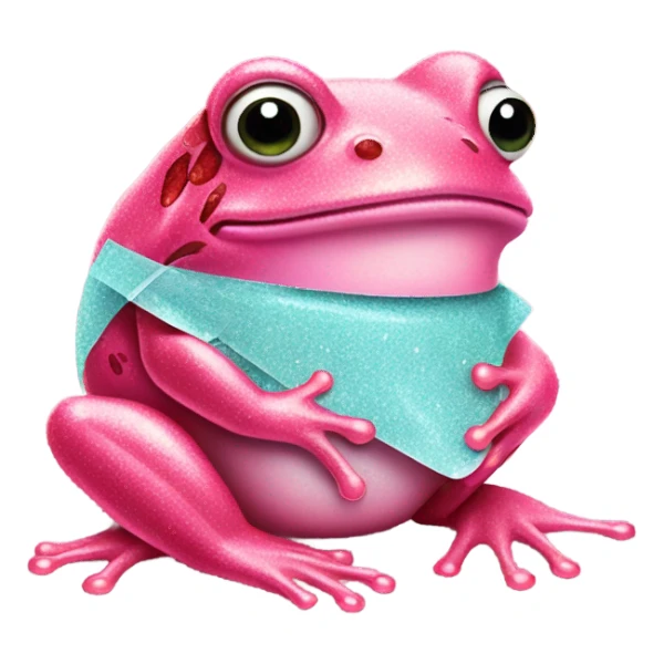 Rose pink frog having surgery with glitter  sticker