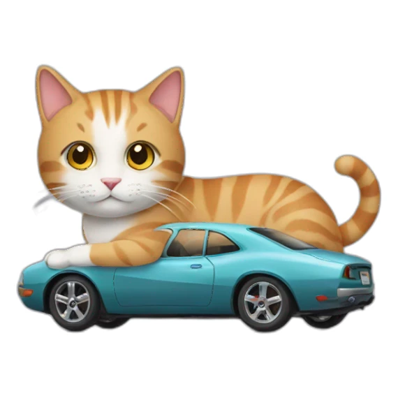 Cat and car sticker