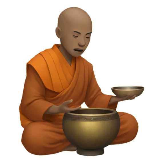 Monk using sound bowl sticker