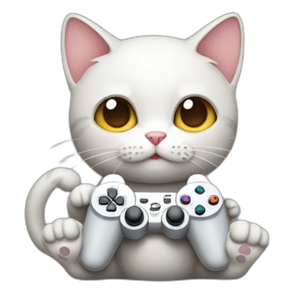 Cute cat holding a ps controller and playing video games sticker