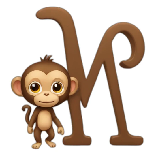 Letter M with a little monkey sticker