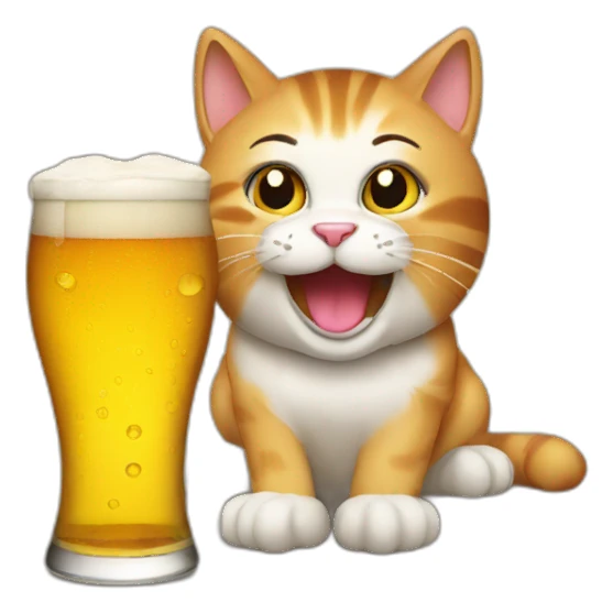 Cat drink beer sticker