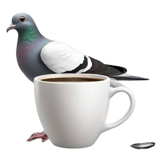 Pigeon drinking coffee sticker