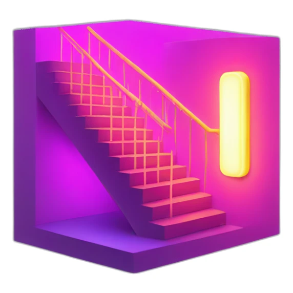 a stair with neon effect sticker