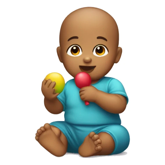 a baby sitting playing with a maraca sticker