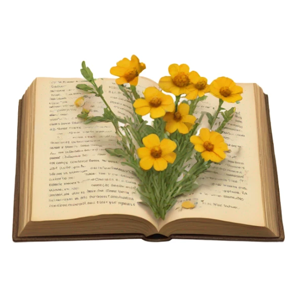 book with some pressed flowers on the pages  sticker