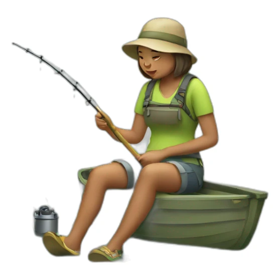 girl fishing sticker
