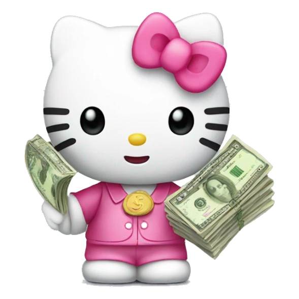 hello kitty with money  sticker