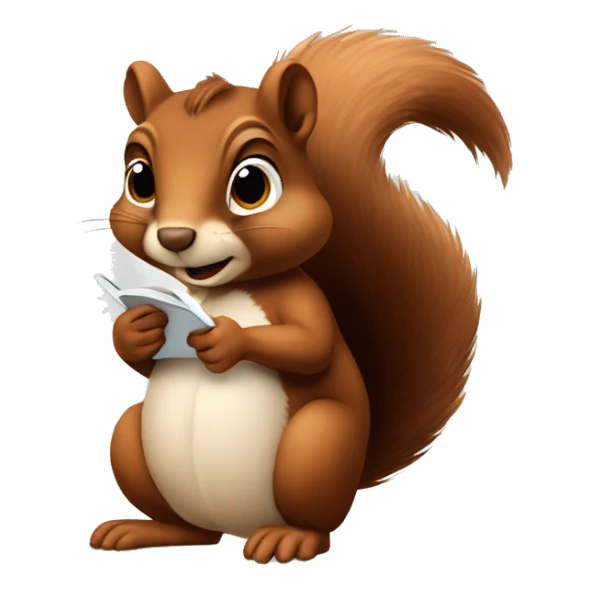 Brown Squirrel that writes on a notebook very conentrated sticker