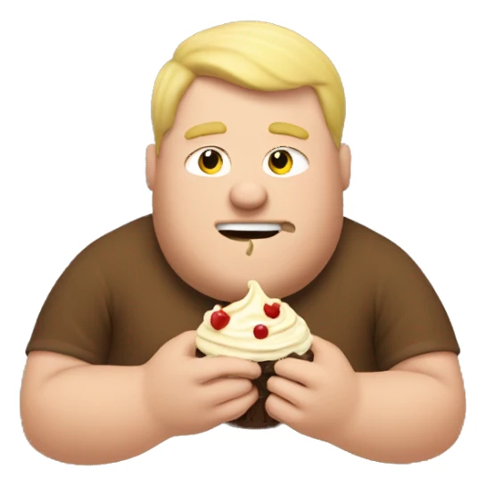 Fat blonde Man eat brown ise cream from a hands sticker
