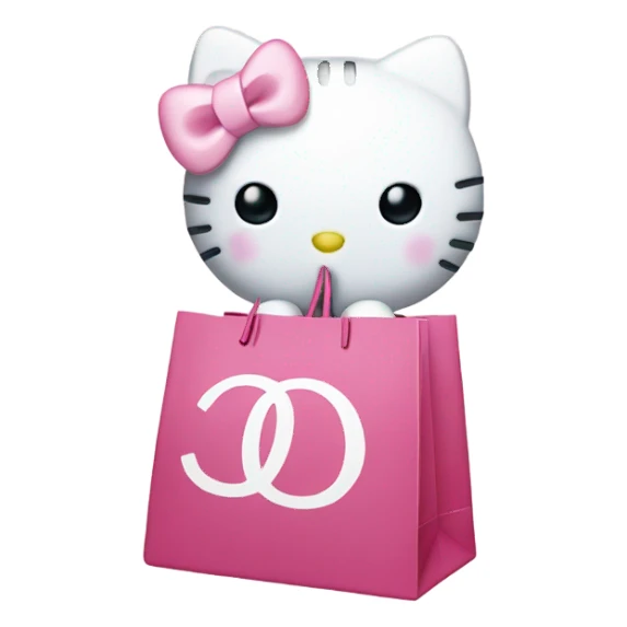 hello kitty head with dior shopping bag  sticker