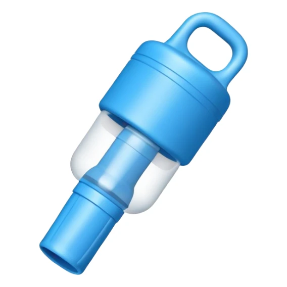 Blue plastic mouthpiece for VO2 max testing with breathing valve, exercise laboratory equipment sticker