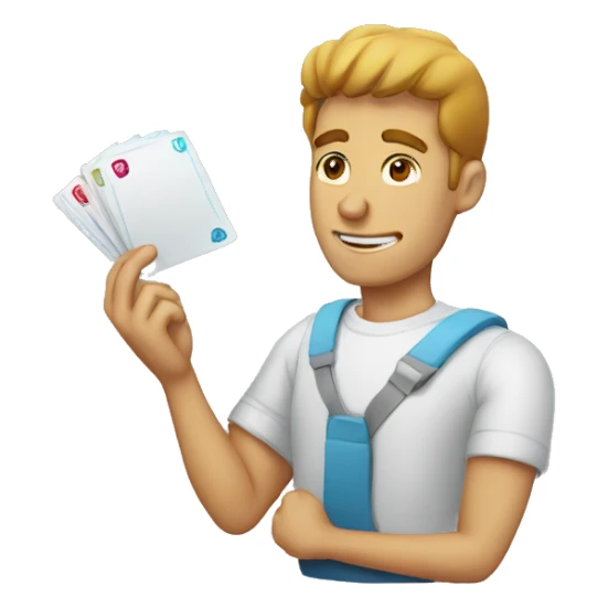 man paying upront sticker