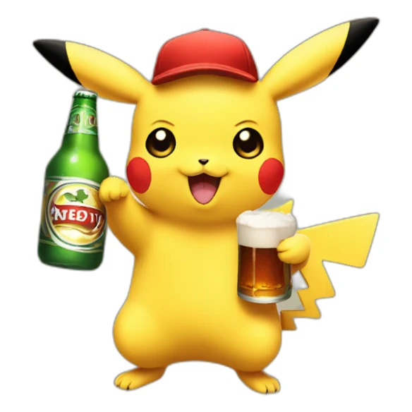 Pikachu holding beer sticker