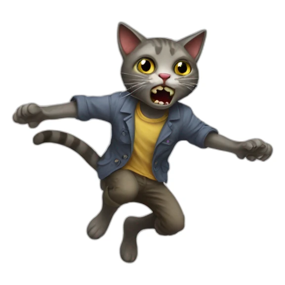 Cat jumping on a zombie sticker