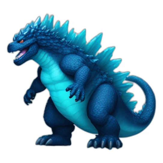 dark Blue godzilla with cyan crystals on its back sticker