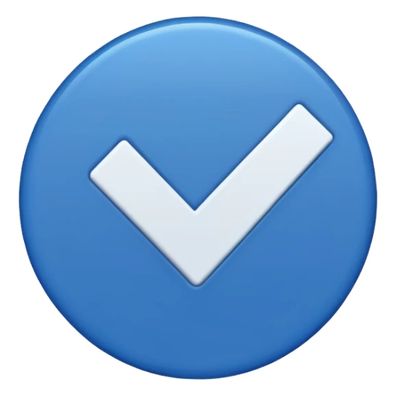A blue circle with a white checkmark inside (dark blue checkmark) sticker