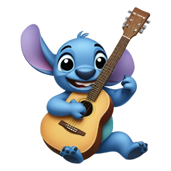 Stitch playing guitar sticker