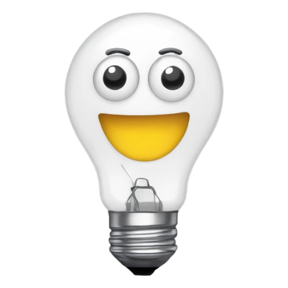 Lightbulb with a open smile with googly eyes sticker