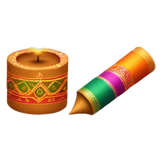 Diwali crackers and Diya sticker
