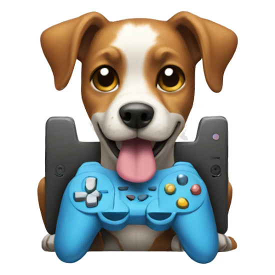 Dog playing video games sticker