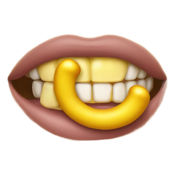 emoji face sucking a yellow bone sticker