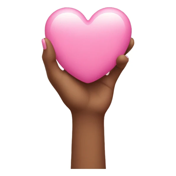 Hand holding pink heart sticker